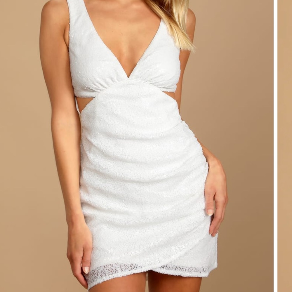 Lulus white sequin mini dress